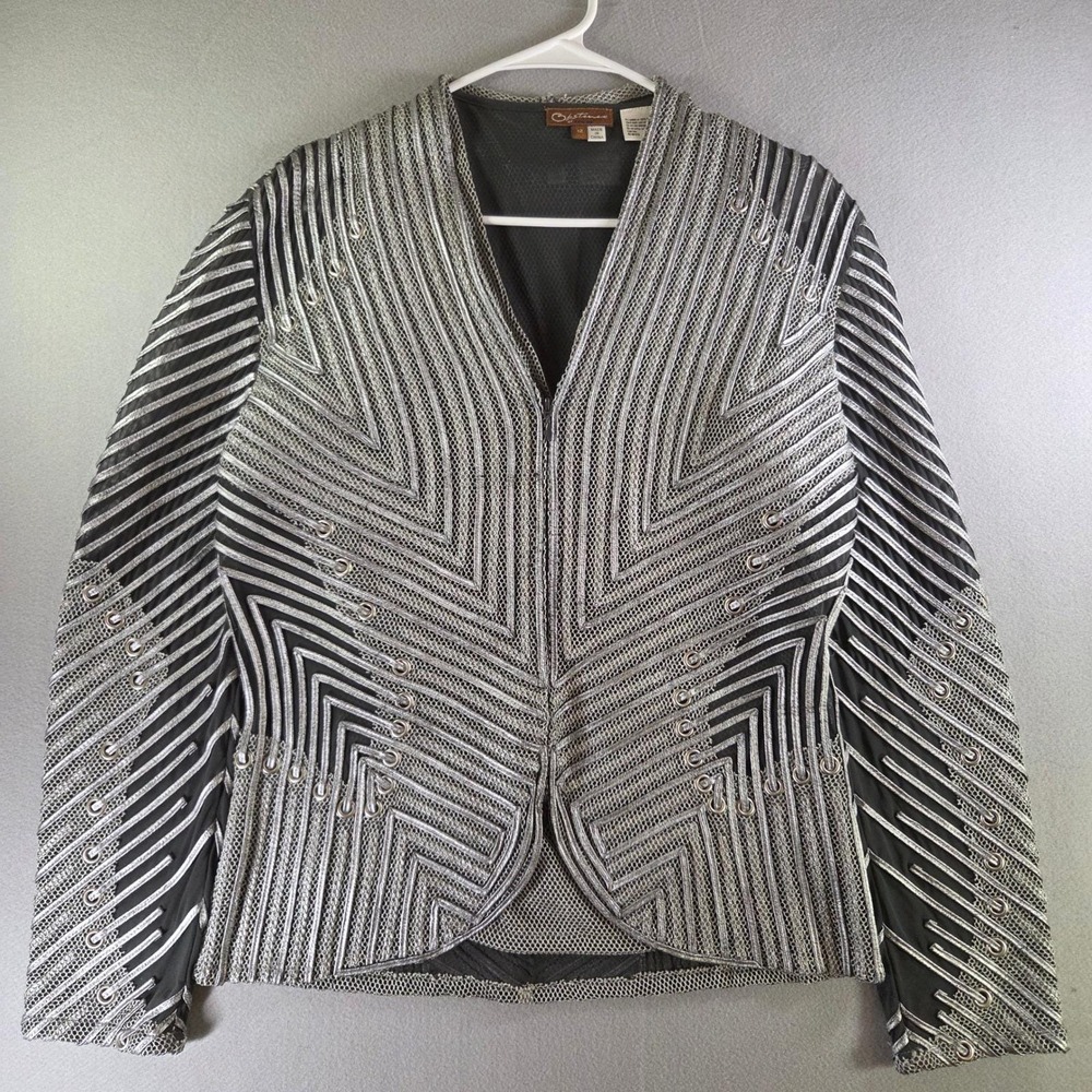 Obstinee by Ika Silver Black Metallic Mesh Jacket Set 12 Art to Wear Chainmail